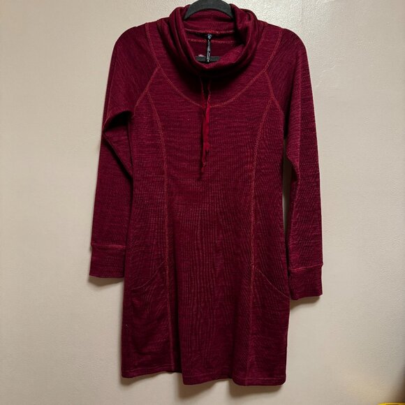 KUHL Berry Pink Cowl Thumbholes Pockets Long Sleeve Knit Dress Small - Picture 1 of 9